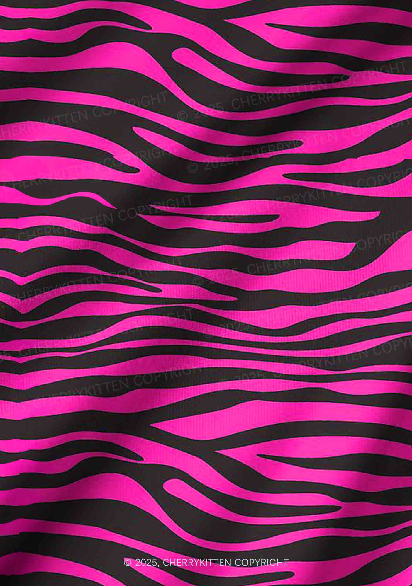 Pink Wave Y2K Print Long Sleeve Pajama Set Cherrykitten