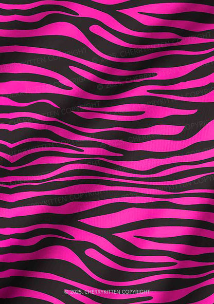 Pink Wave Y2K Print Long Sleeve Pajama Set Cherrykitten