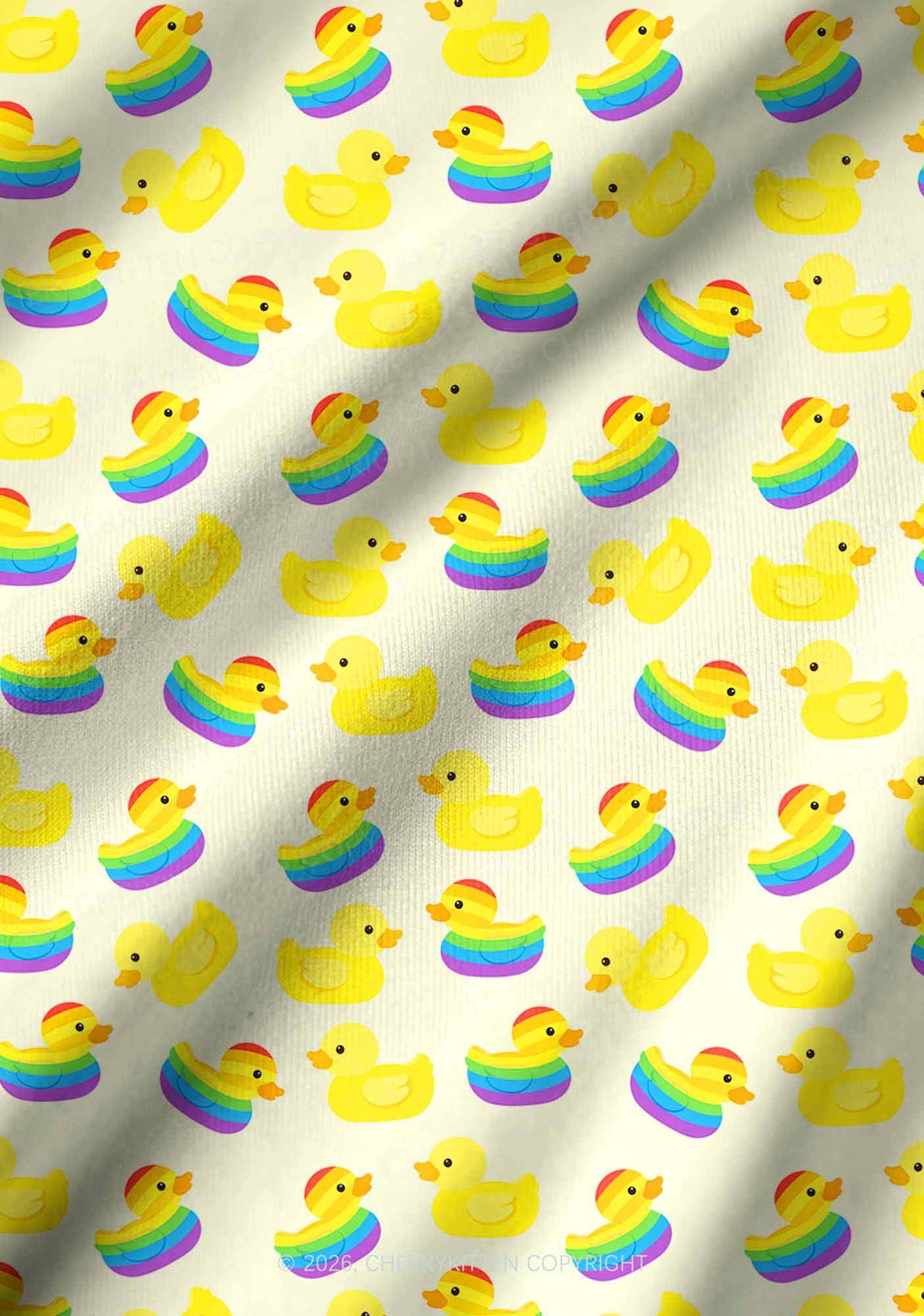 Rainbow Ducks Pride Y2K Print Long Sleeve Pajama Set Cherrykitten