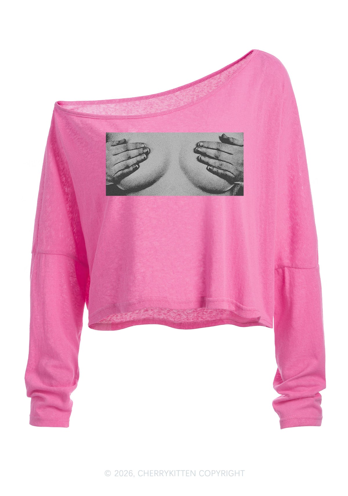 Touch Bxxbs Y2K Off Shoulder Long Sleeve Crop Top Cherrykitten