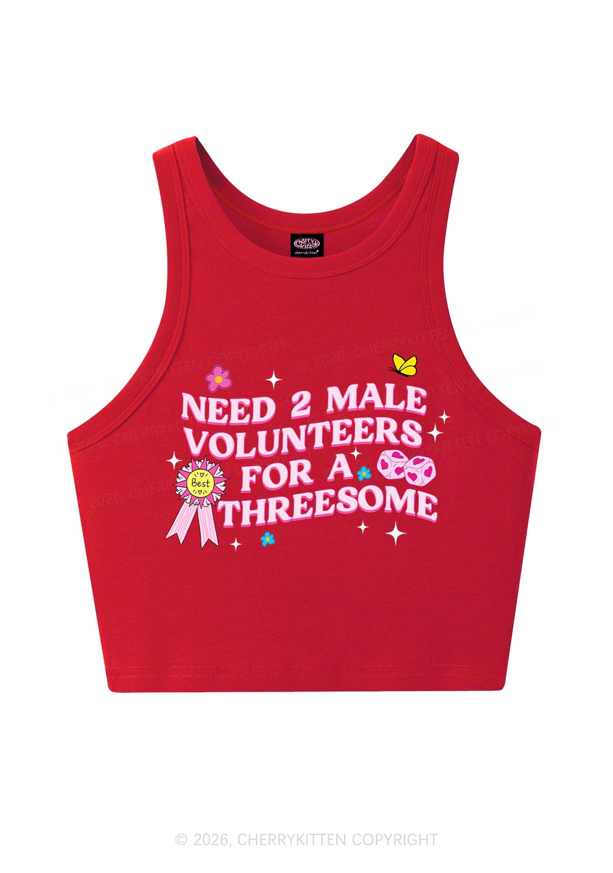 Two Male Volunteers For Threesome Y2K Crop Tank Top Cherrykitten