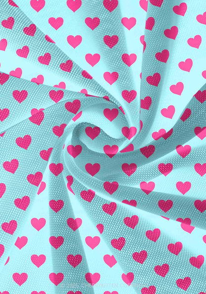 Pink Heart On Blue Valentine's Day Y2K Print Mini Layered Skirt Cherrykitten