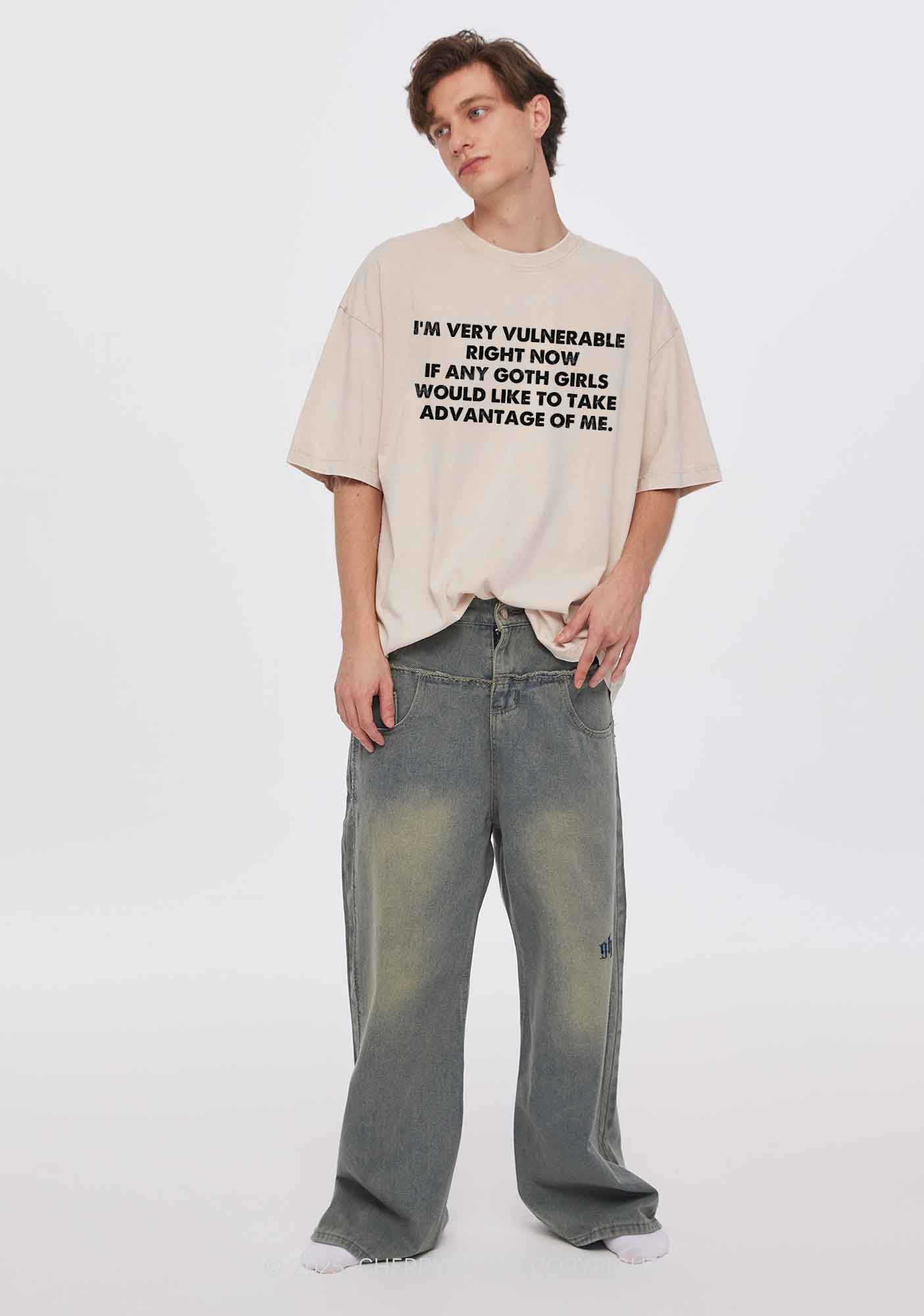 Im Vulnerable Y2K Shirts Washed Tee Cherrykitten