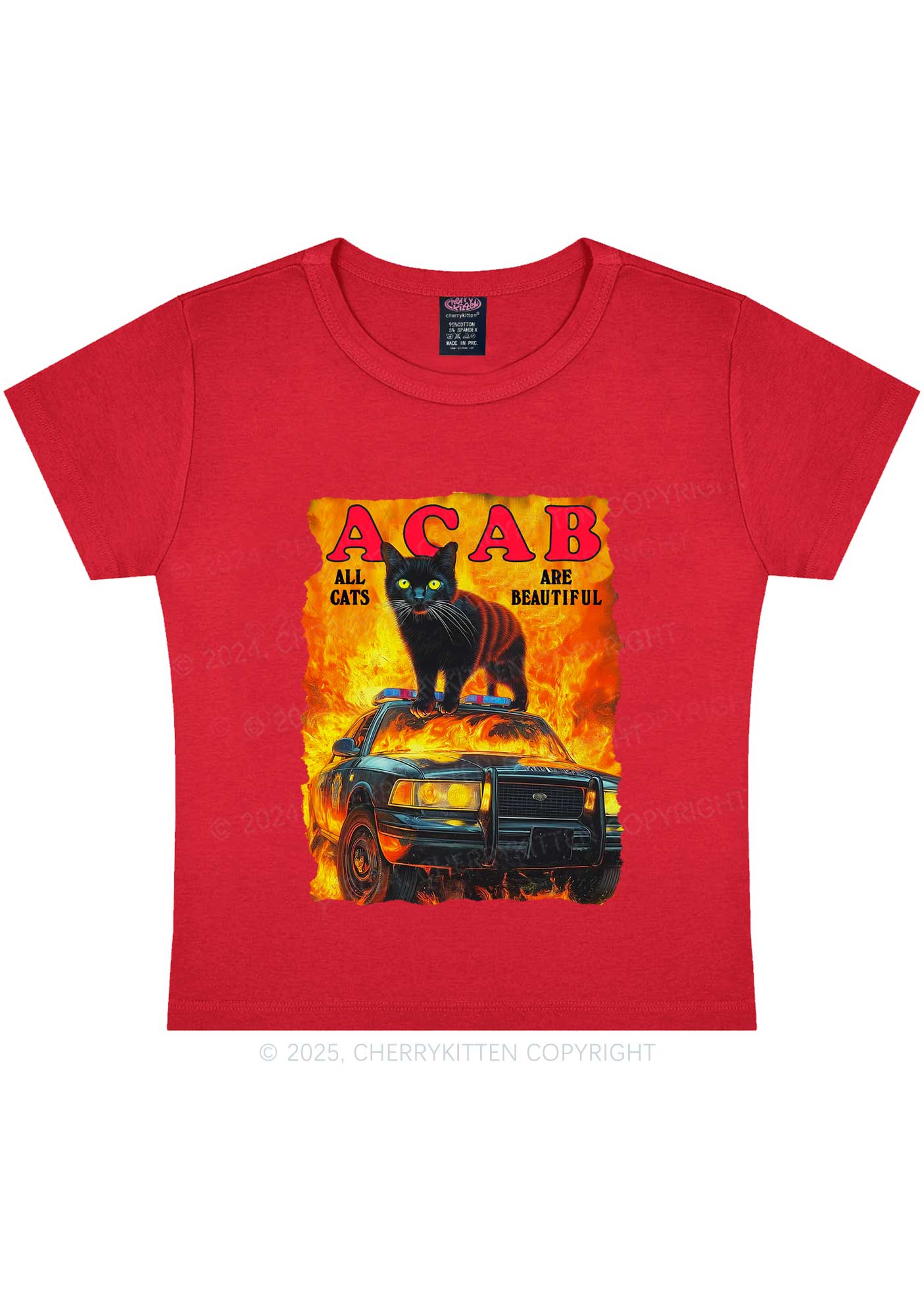 ACAB Beautiful Cats Y2K Baby Tee Cherrykitten