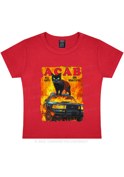 ACAB Beautiful Cats Y2K Baby Tee Cherrykitten