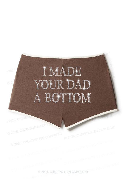 Rhinestone Made Your Dad A Bottom Pride Y2K Booty Shorts Cherrykitten