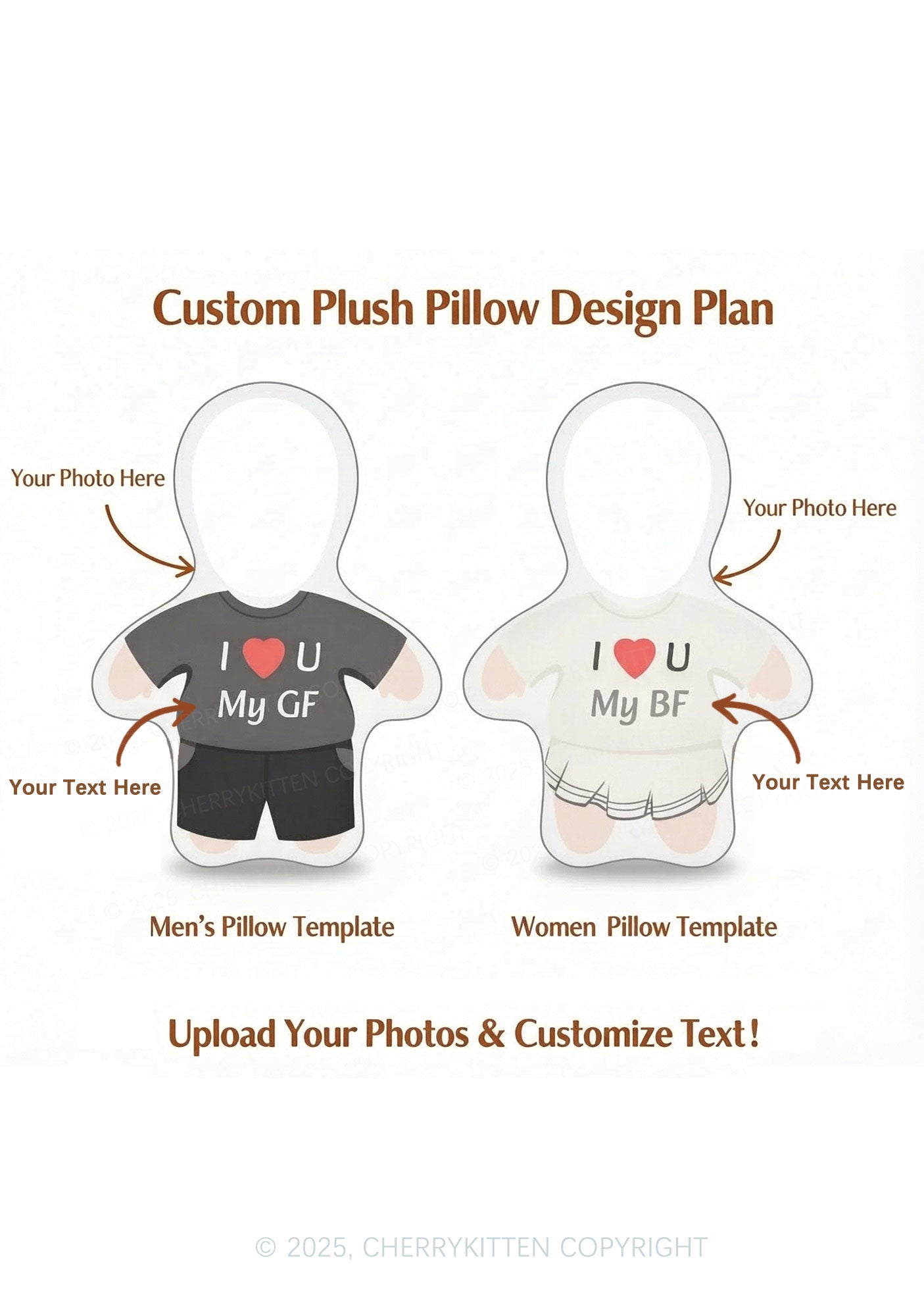 Custom Couple Photo Y2K Ugly Pillow Cherrykitten