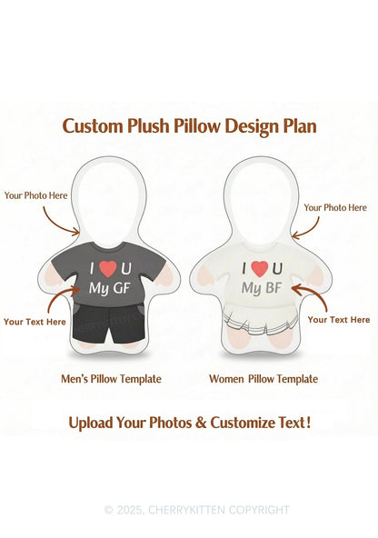 Custom Couple Photo Y2K Ugly Pillow Cherrykitten