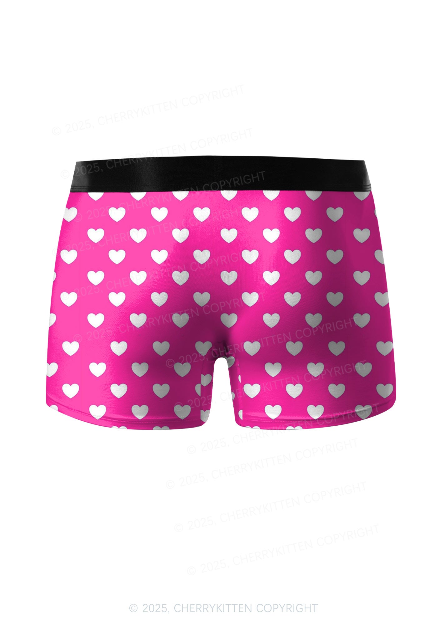 White Heart On Pink Valentine's Day Y2K Print Couples Boxer Thong Set Cherrykitten