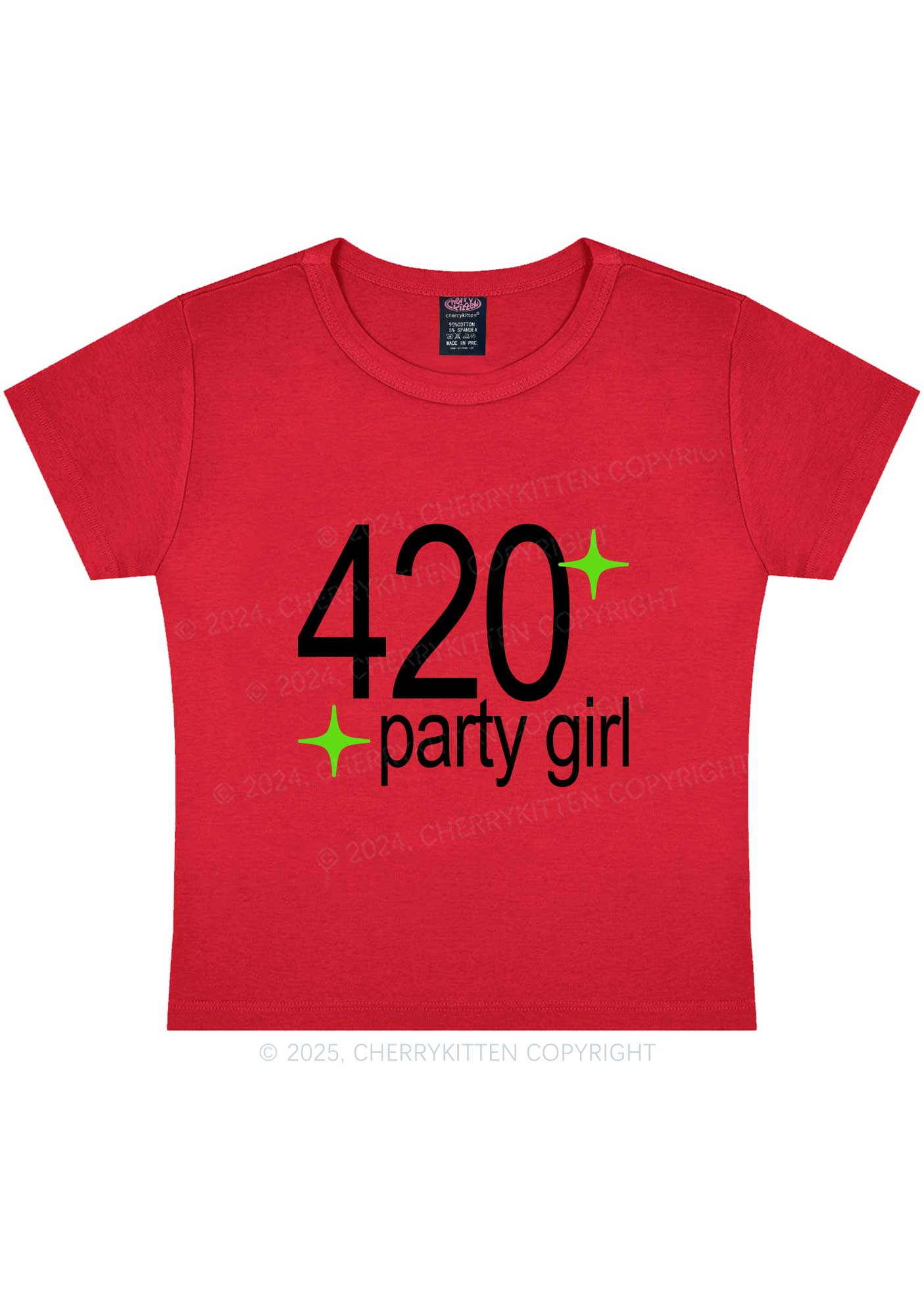 Stoned Party Girl Y2K Baby Tee Cherrykitten