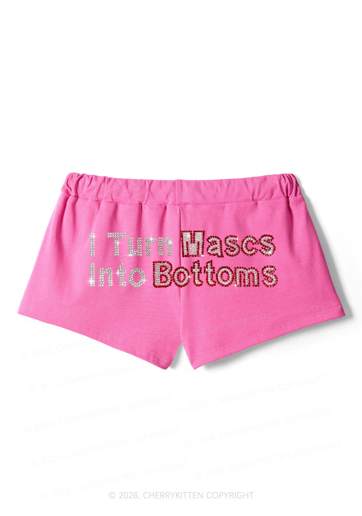 Rhinestone I Turn Mascs Into Bottoms Y2K Drawstring Mini Shorts Cherrykitten