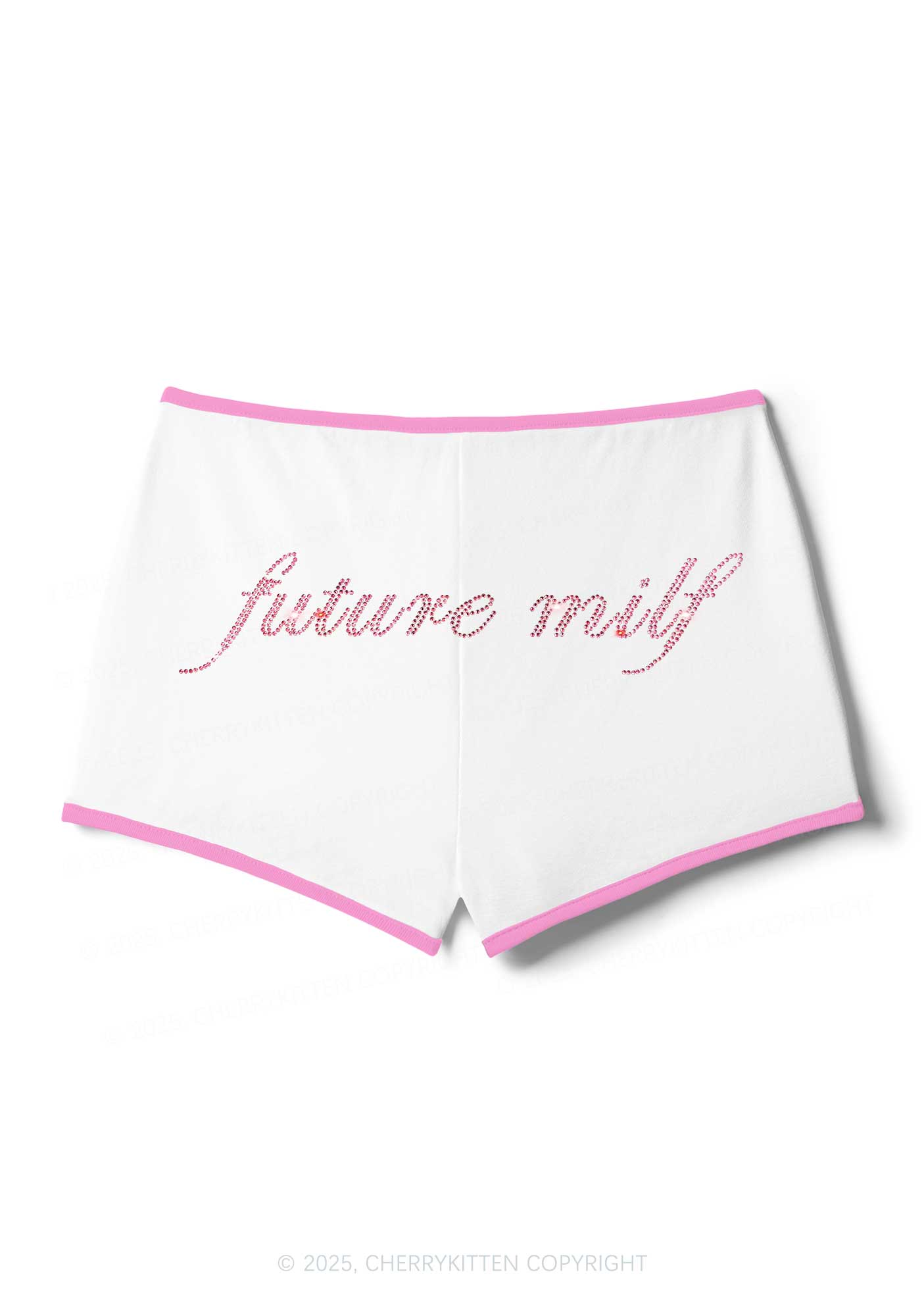 Rhinestone Pink Future Mxxf Y2K Booty Shorts Cherrykitten