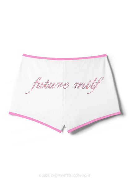 Rhinestone Pink Future Mxxf Y2K Booty Shorts Cherrykitten