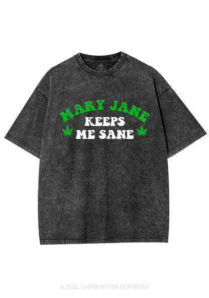 Keeps Me Sane Y2K Shirts Washed Tee Cherrykitten
