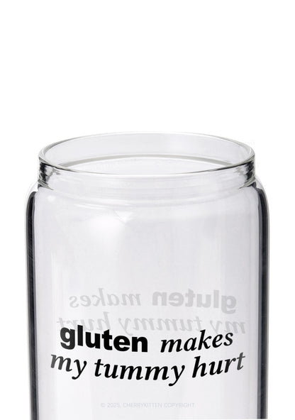 Gluten Makes Tummy Hurt Y2K Printed Glass Cup Cherrykitten