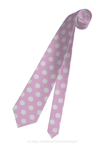 White Dots On Pink Y2K Necktie Cherrykitten