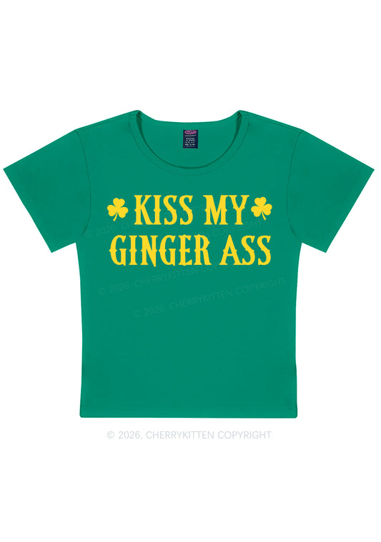 Kiss My Ginger Axx St Patricks Y2K Baby Tee Cherrykitten