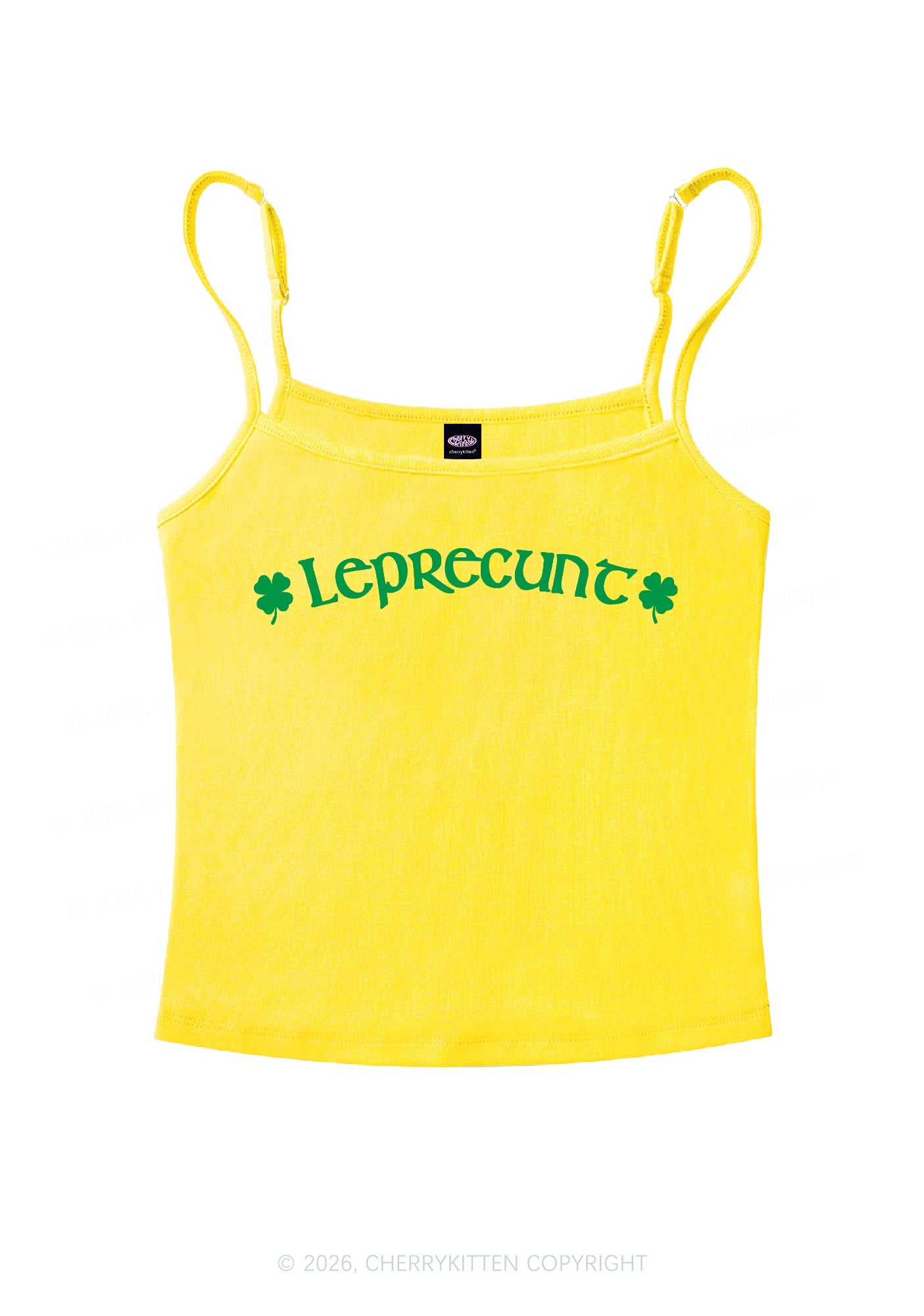 Leprecunt St Patricks Y2K Spaghetti Strap Cami Cherrykitten