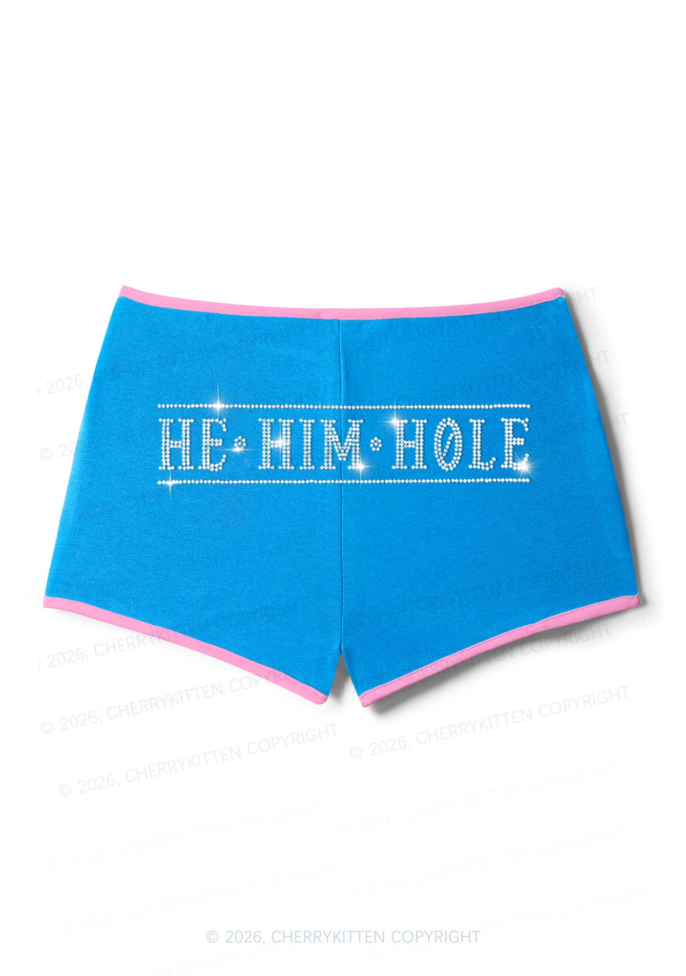 Rhinestone He Him Hole Pride Y2K Booty Shorts Cherrykitten