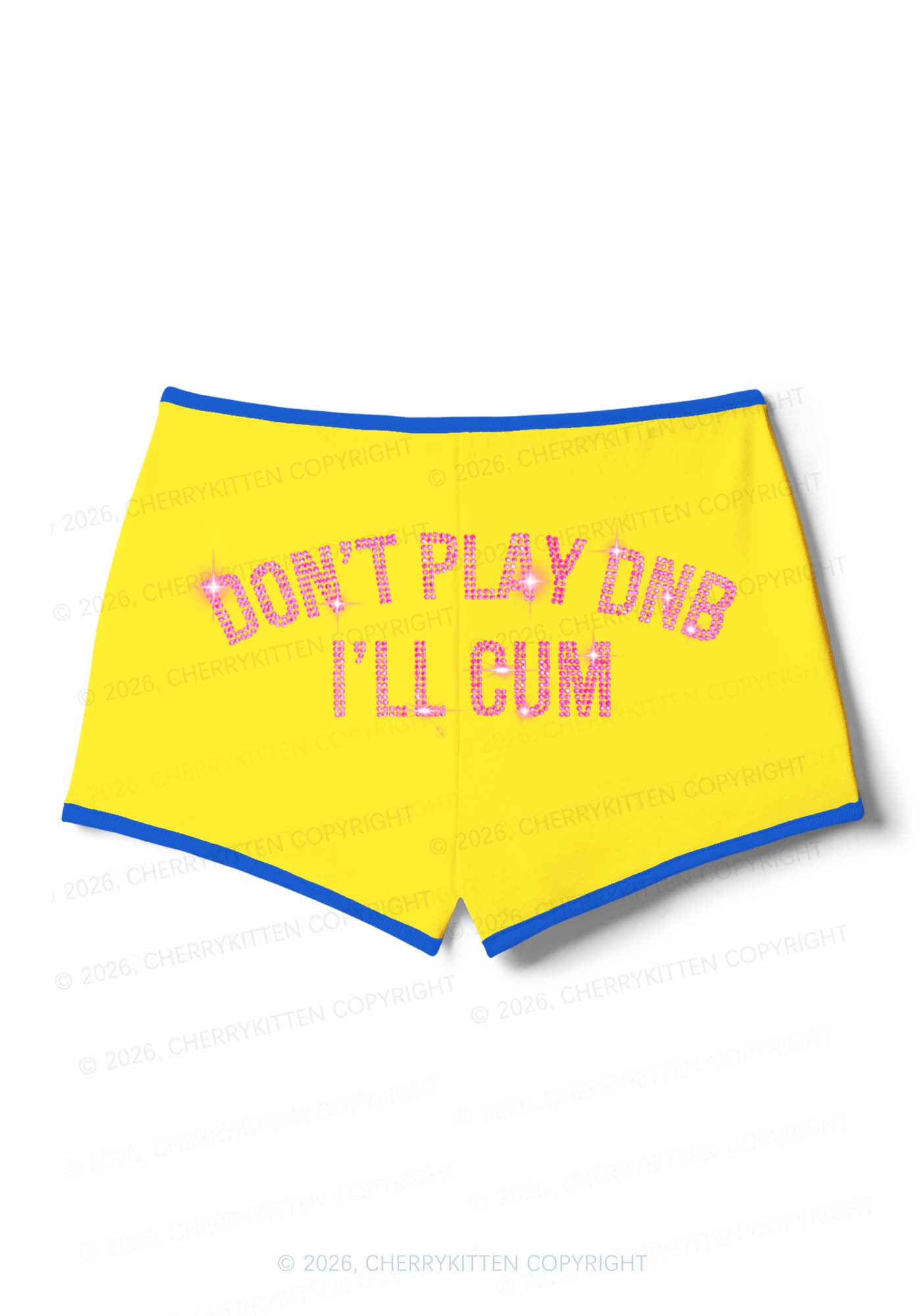 Rhinestone Dont Play DNB Y2K Booty Shorts Cherrykitten
