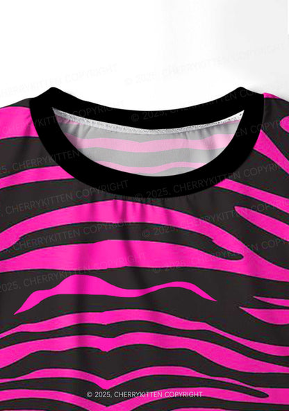 Pink Wave Y2K Print Long Sleeve Pajama Set Cherrykitten