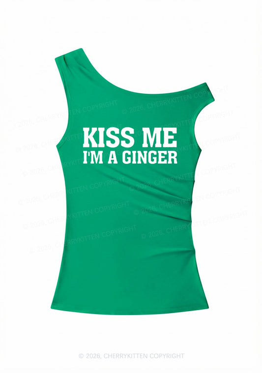 Kiss Me Im Ginger St Patricks Y2K Off Shoulder Tank Top Cherrykitten