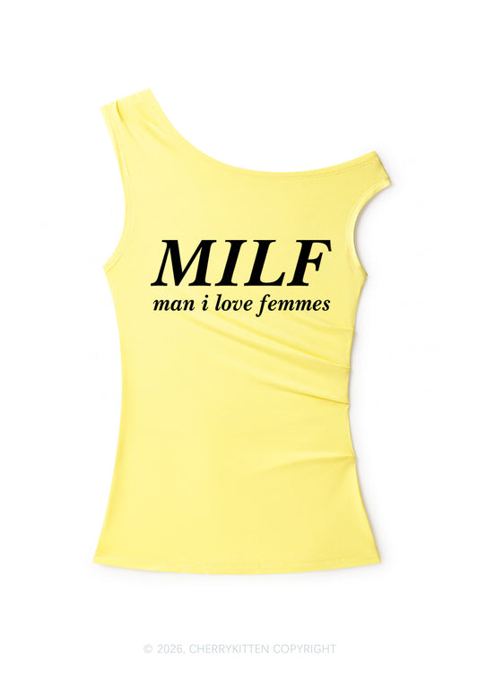 Man I Love Femme Pride Y2K Off Shoulder Tank Top Cherrykitten