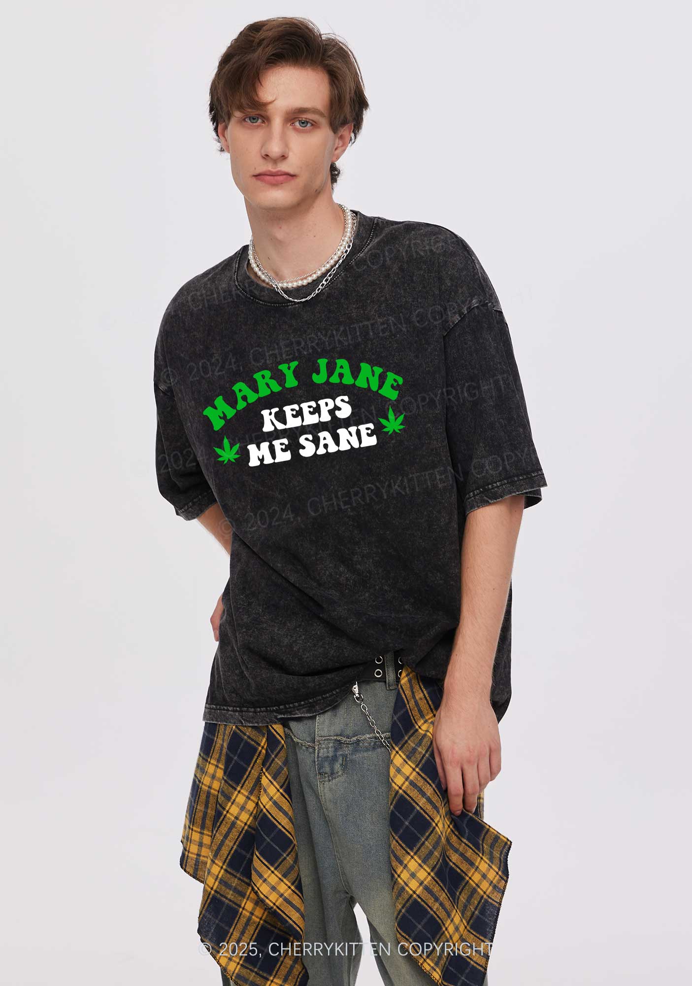 Keeps Me Sane Y2K Shirts Washed Tee Cherrykitten