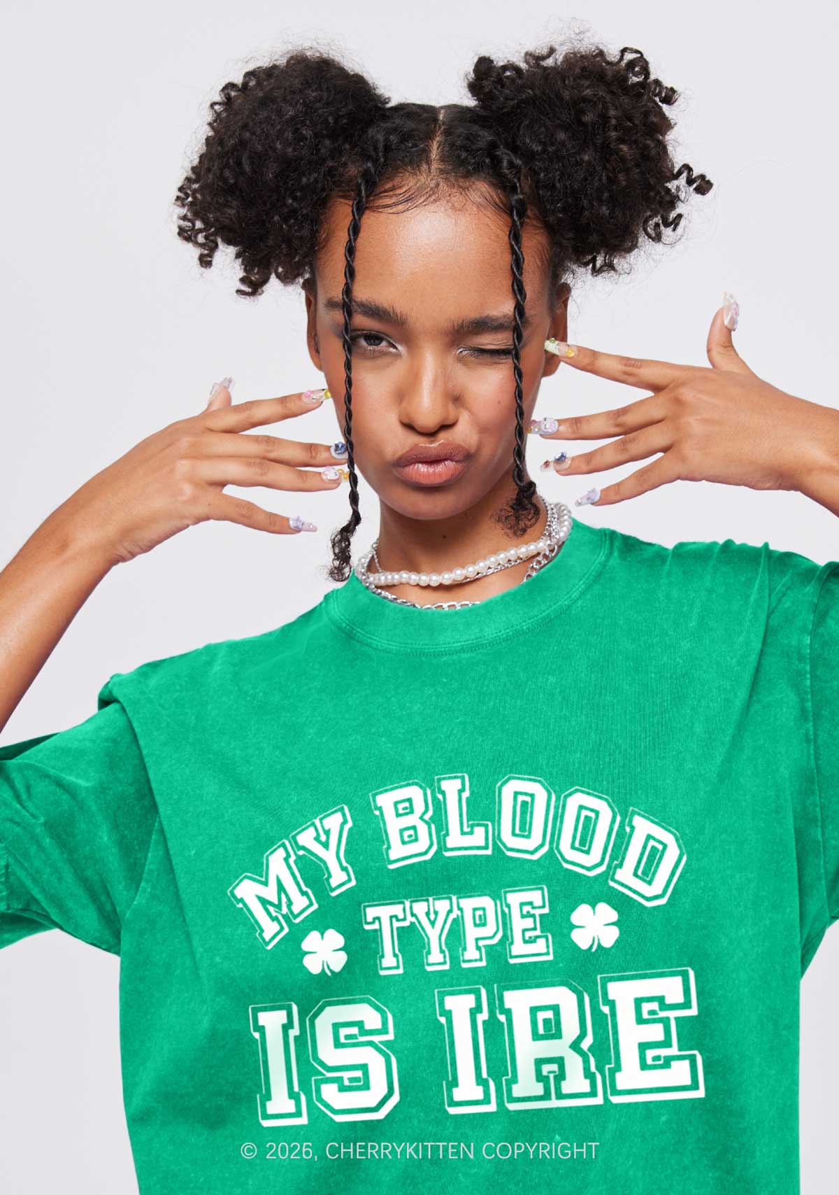 Blood Type Is Ire St Patricks Y2K Washed Tee Cherrykitten