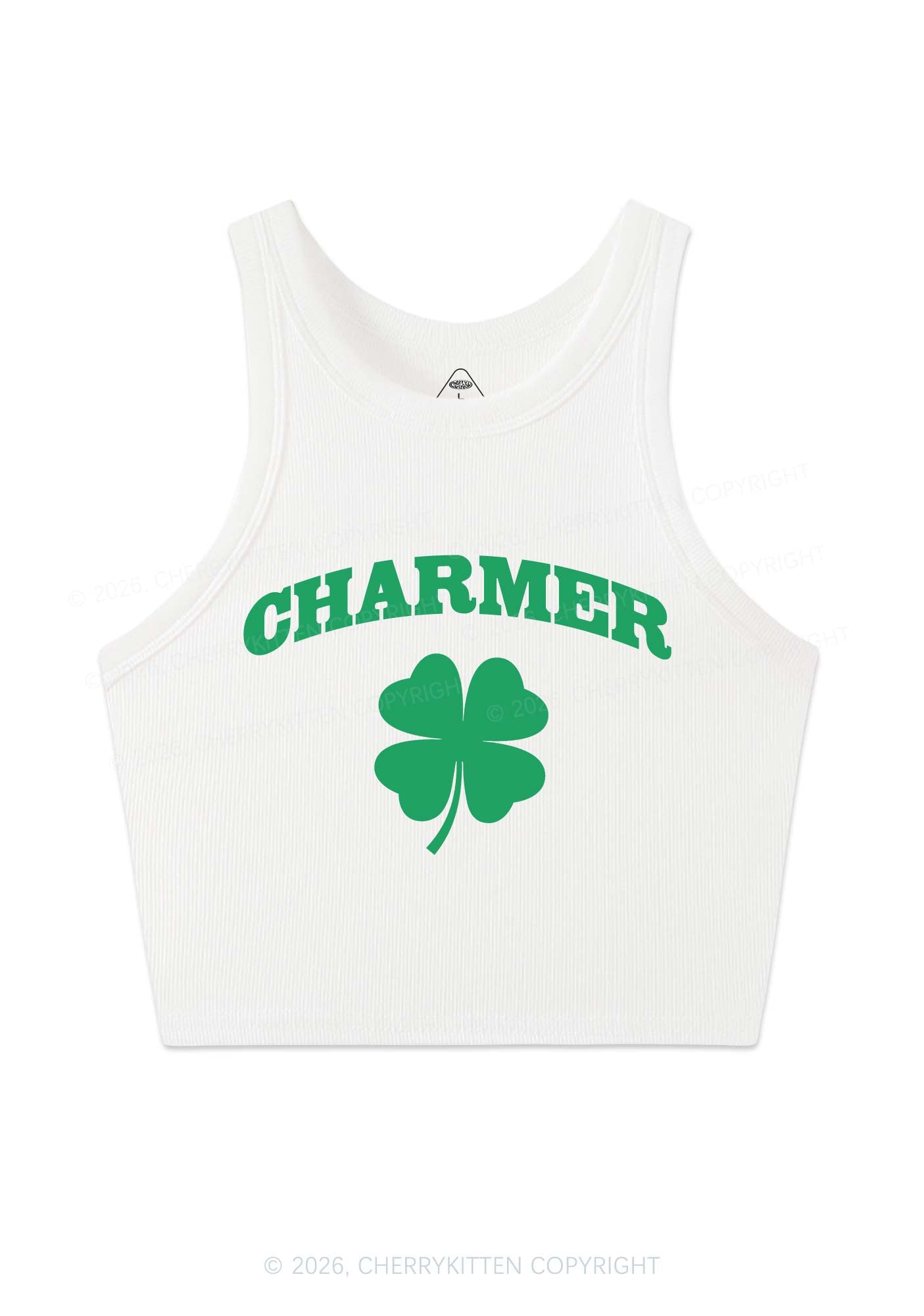 Charmer Shamrock St Patricks Y2K Crop Tank Top Cherrykitten
