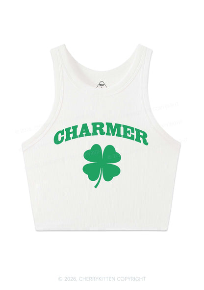 Charmer Shamrock St Patricks Y2K Crop Tank Top Cherrykitten
