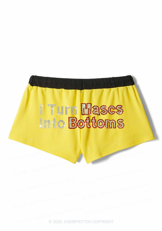 Rhinestone I Turn Mascs Into Bottoms Y2K Drawstring Mini Shorts Cherrykitten