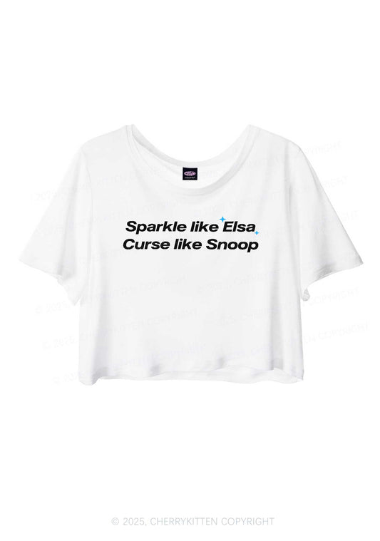 Sparkle Like Princess Y2K Sheer Crop Tee Cherrykitten
