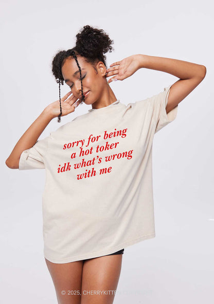 Sorry For Being A Hot Toker Y2K Washed Tee Cherrykitten