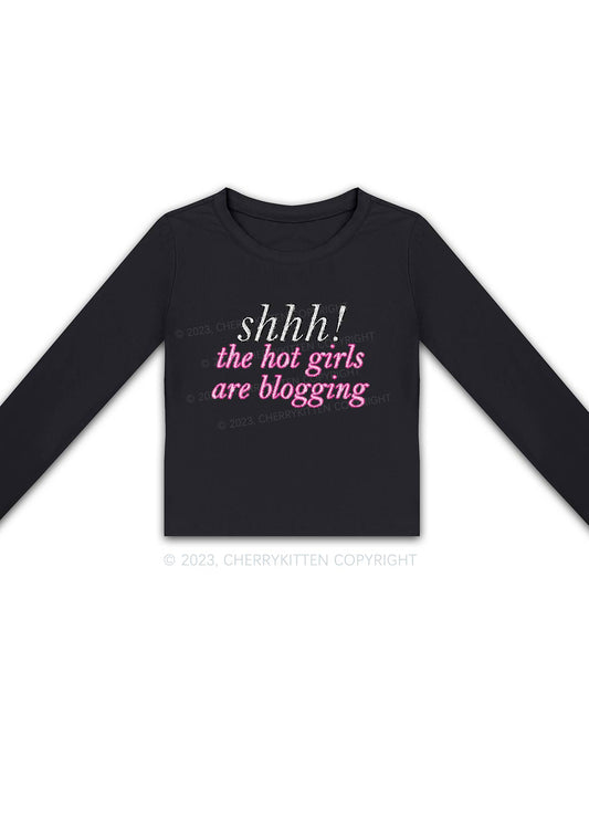 The Hot Girls Are Blogging Long Sleeve Crop Top Cherrykitten