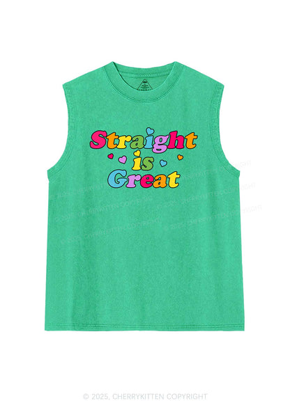 Straight Is Great Pride Y2K Washed Muscle Tank Cherrykitten
