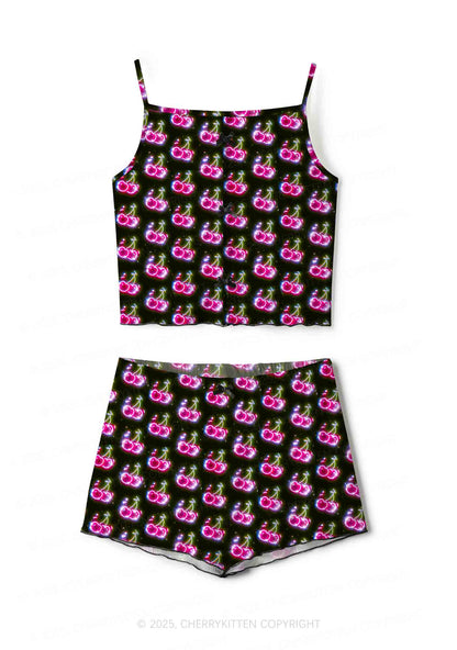 Glowing Cherry Dream Valentine's Day Y2K Print Cami Shorts Pajama Set Cherrykitten