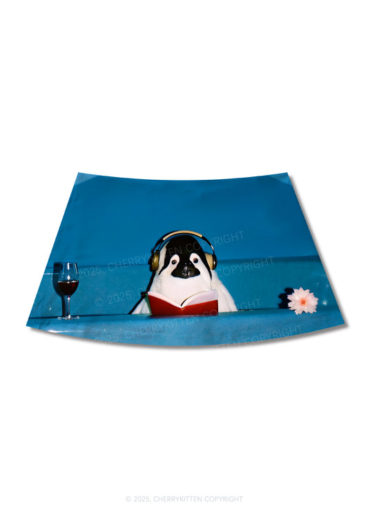 Penguin Reading Book Y2K Print Mini Skirt Cherrykitten