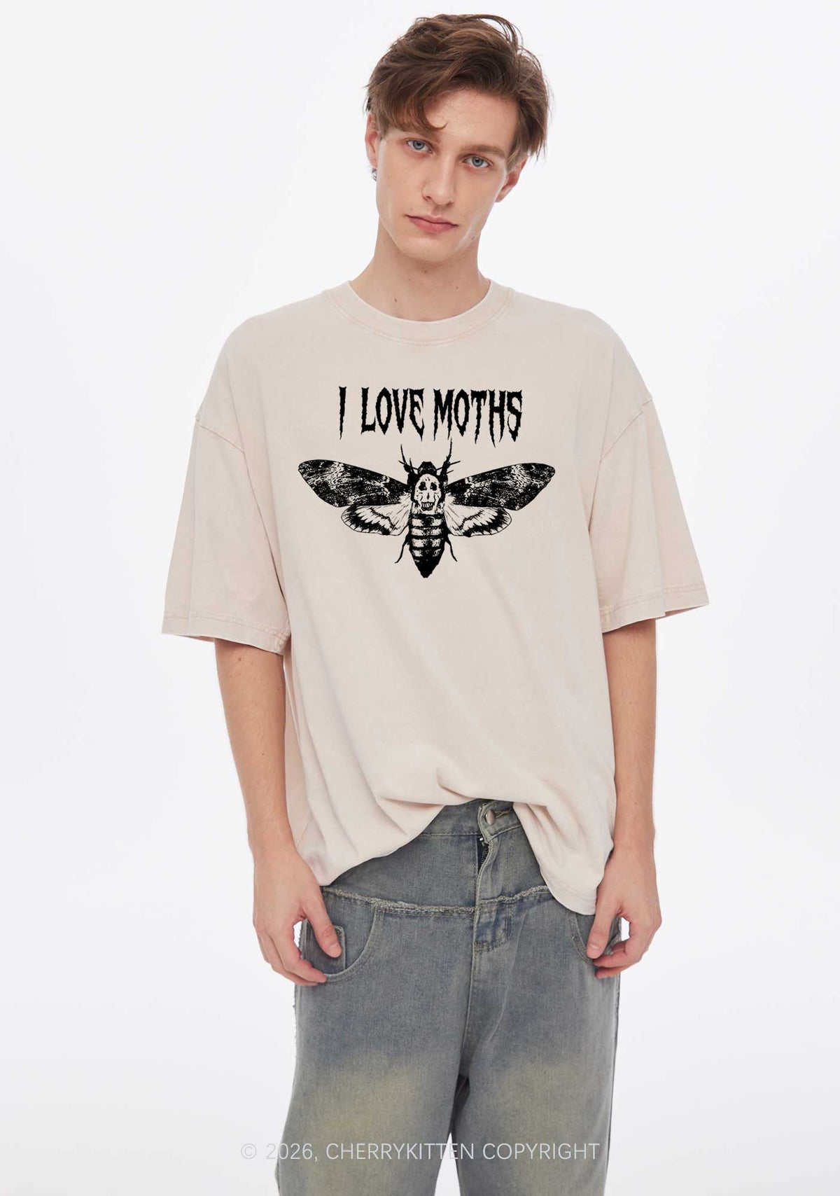 Halloween I Love Moths Y2K Shirts Washed Tee Cherrykitten