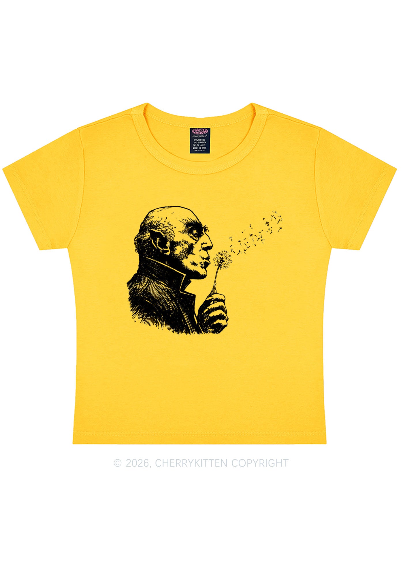 Halloween Vampire Blowing Dandelion Y2K Baby Tee Cherrykitten
