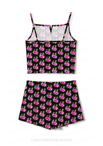 Glowing Cherry Dream Valentine's Day Y2K Print Cami Shorts Pajama Set Cherrykitten