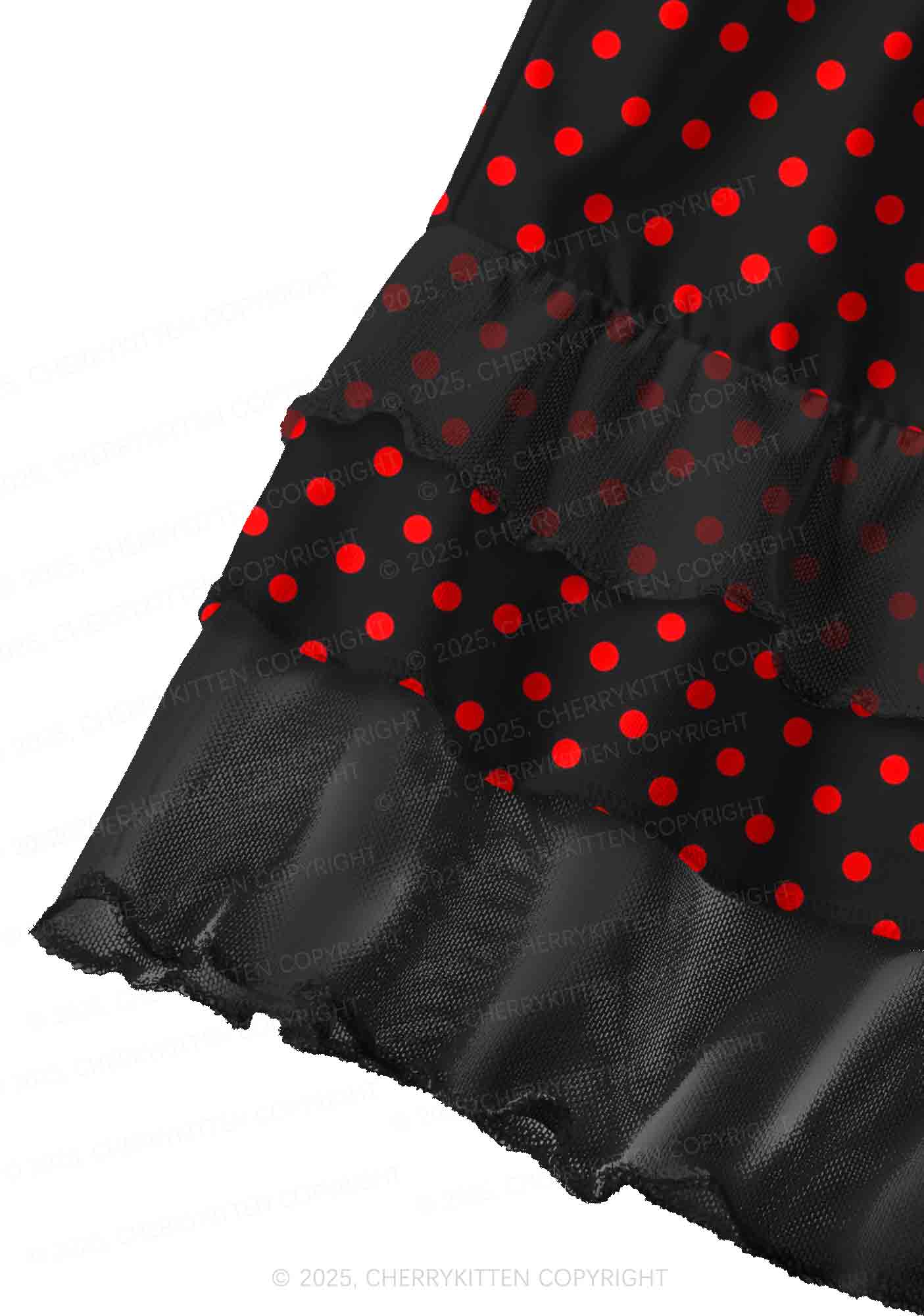 Red Dots On Black Valentine's Day Y2K Print Mini Layered Skirt Cherrykitten