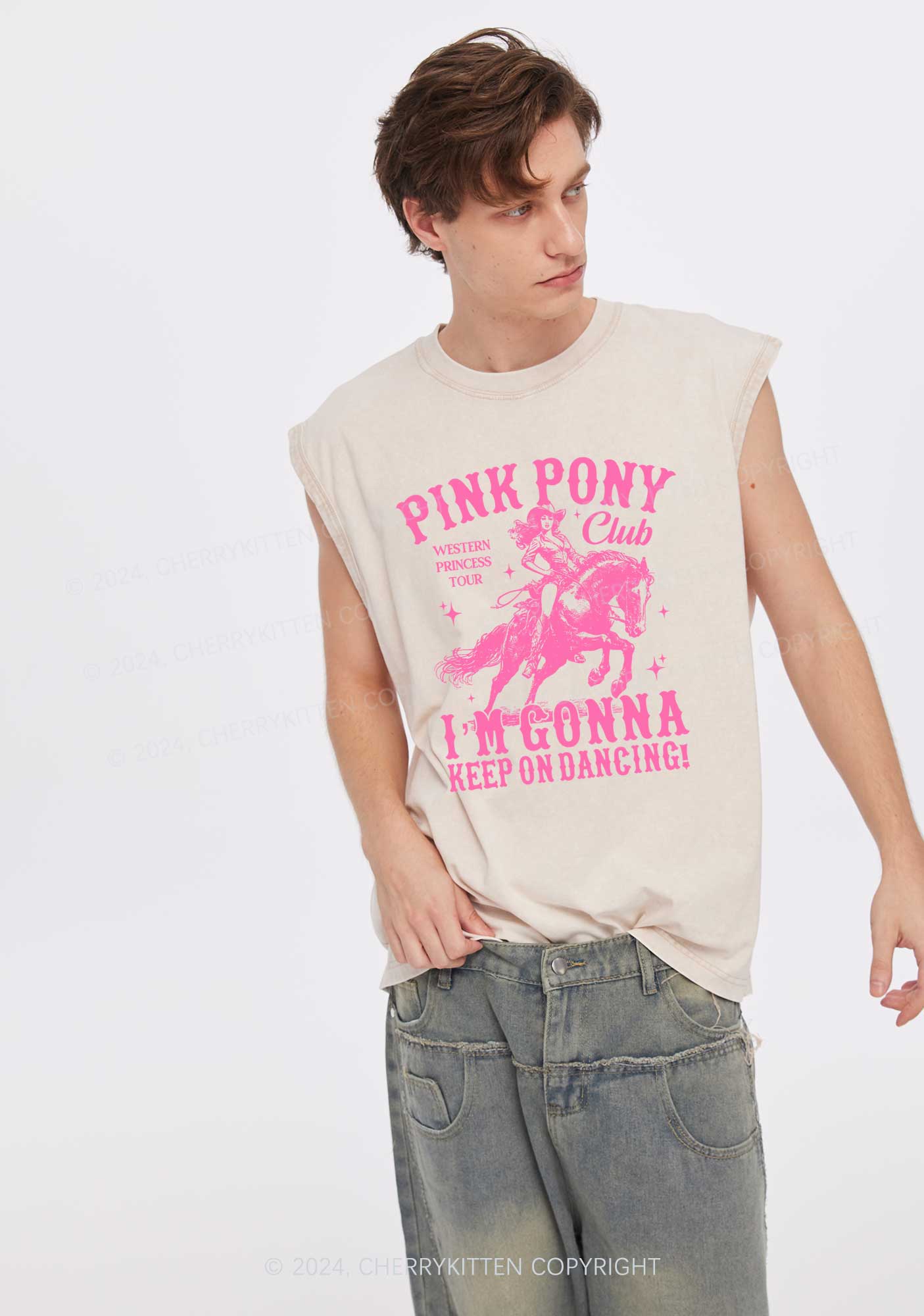 Im Gonna Keep On Dancing Y2K Washed Tank Cherrykitten