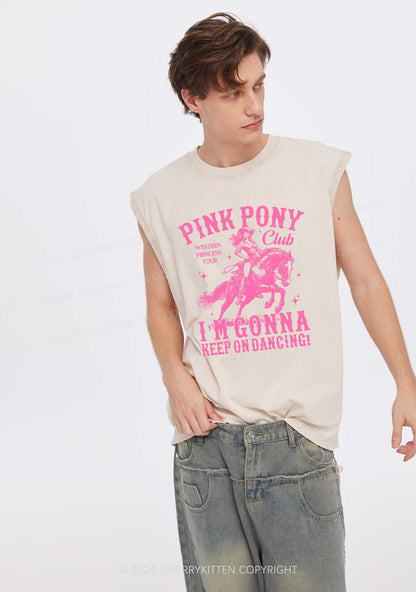 Im Gonna Keep On Dancing Y2K Washed Tank Cherrykitten