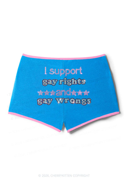 Rhinestone I Support Gay Rights Y2K Booty Shorts Cherrykitten