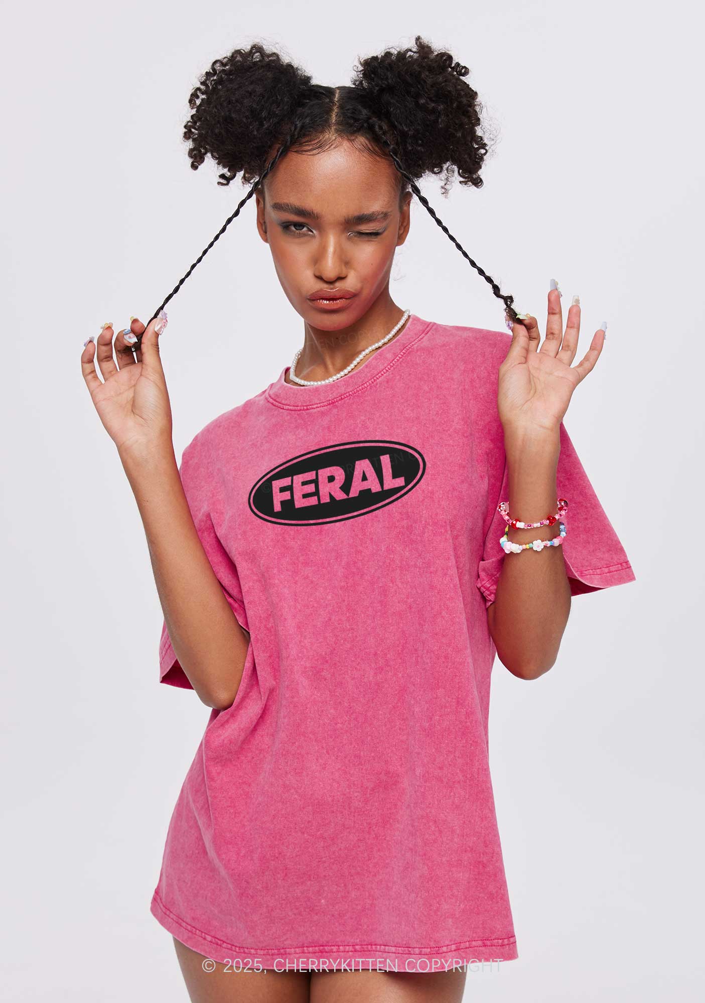 Feral Y2K Shirts Washed Tee Cherrykitten