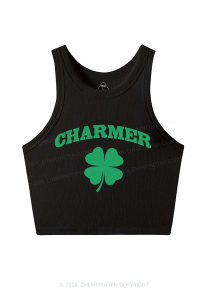 Charmer Shamrock St Patricks Y2K Crop Tank Top Cherrykitten