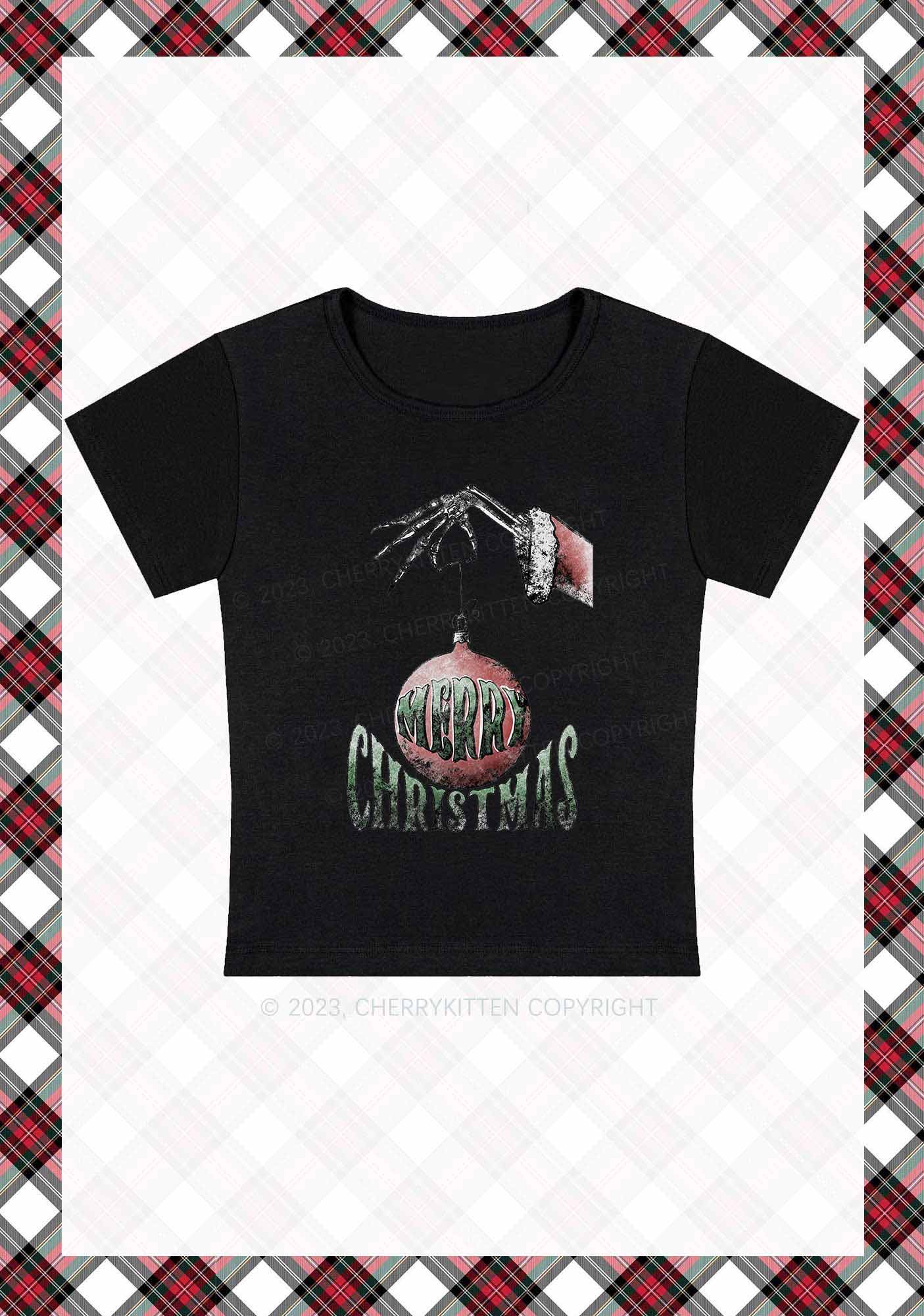 Merry Christmas Ball Baby Tee Cherrykitten