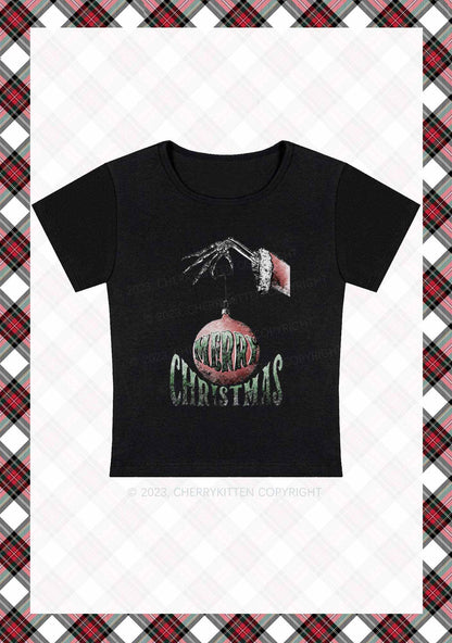 Merry Christmas Ball Baby Tee Cherrykitten