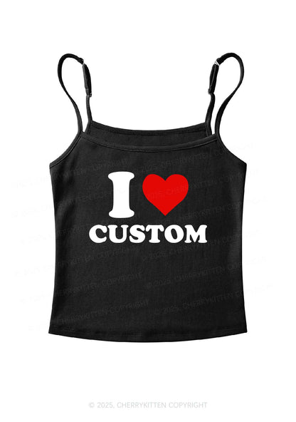 I Love Custom Personalized Y2K Spaghetti Strap Cami Cherrykitten